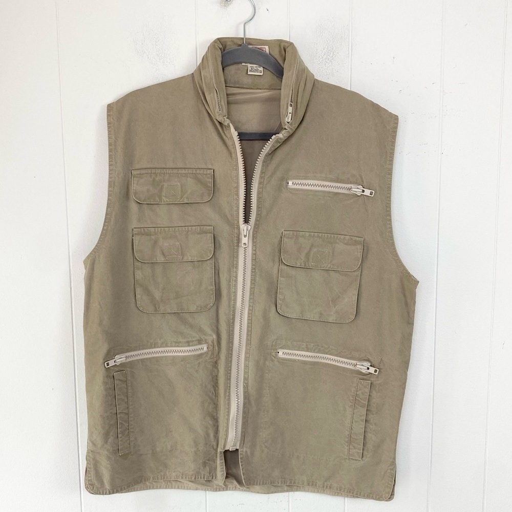 Banana Republic Vest Men’s L Vintage Brown Hong Kong Pockets‎ Zip Fishing Safari